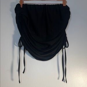 Black Ruched Tube Top with Side Drawstrings